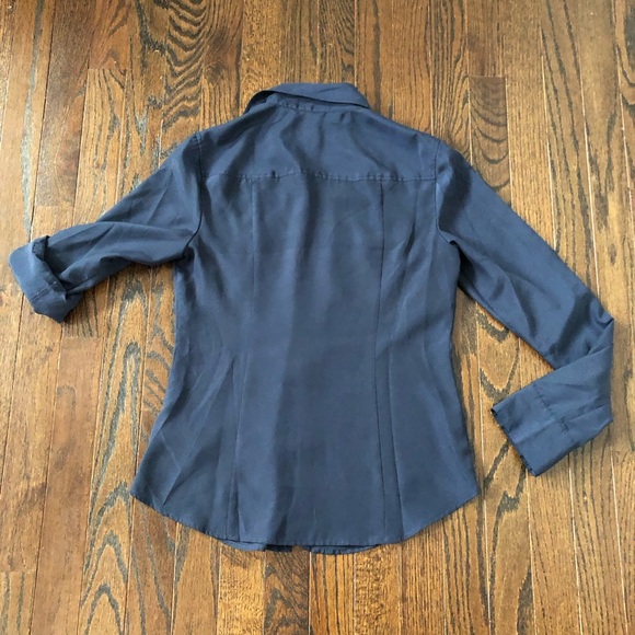 Michael Kors Women’s XS Navy Blue Long/Short-Sleeves Full-Zip Collared Blouse - Picture 9 of 10